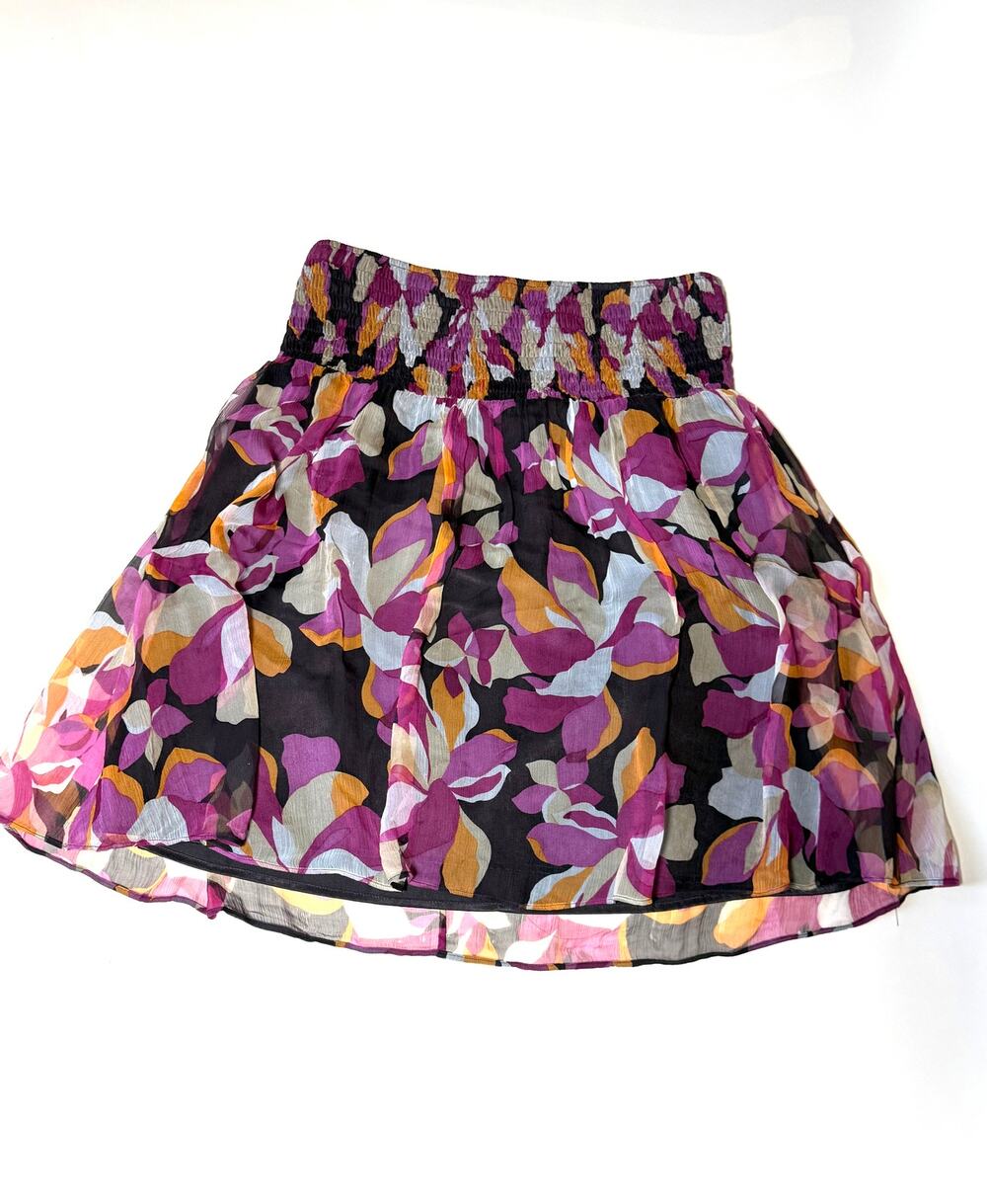 New York City Design Co Floral Silk Mini Skirt Elastic Waist 2X